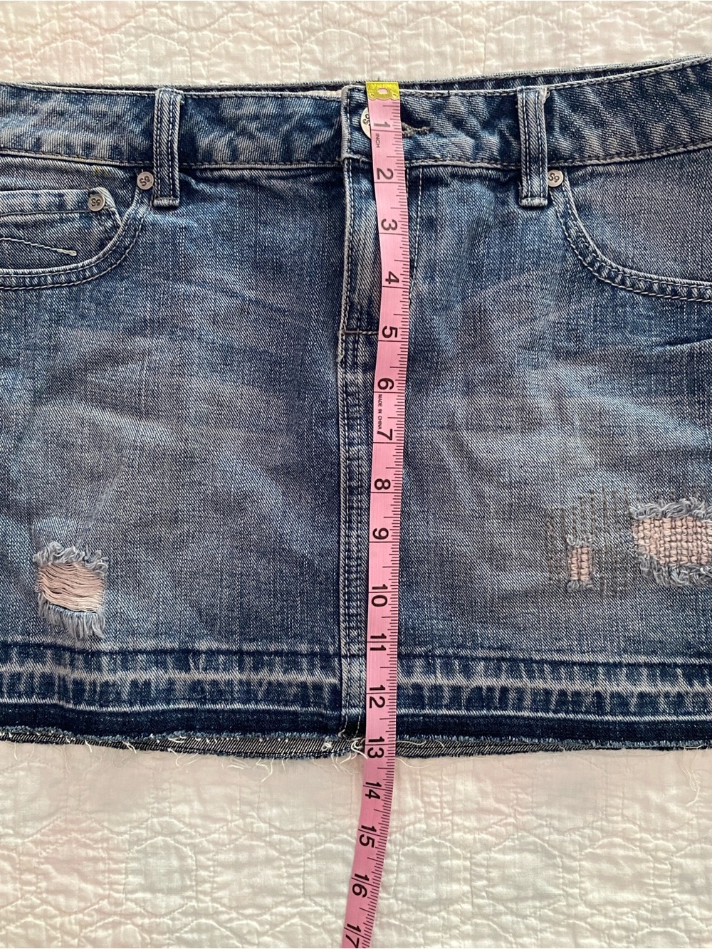 SO - Juniors Size 11 Distressed Denim Mini Skirt - Picture 11 of 11
